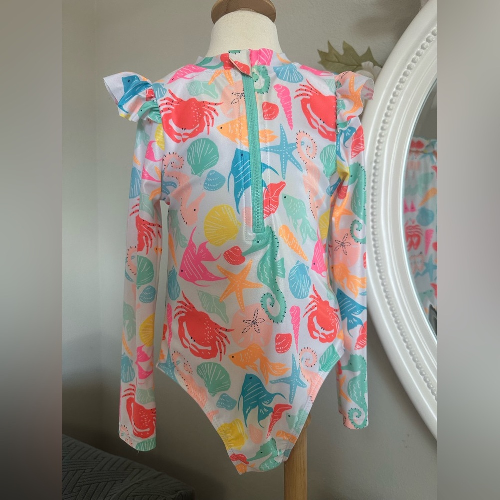 Girl Swimsuit One Piece with Sea Life Design